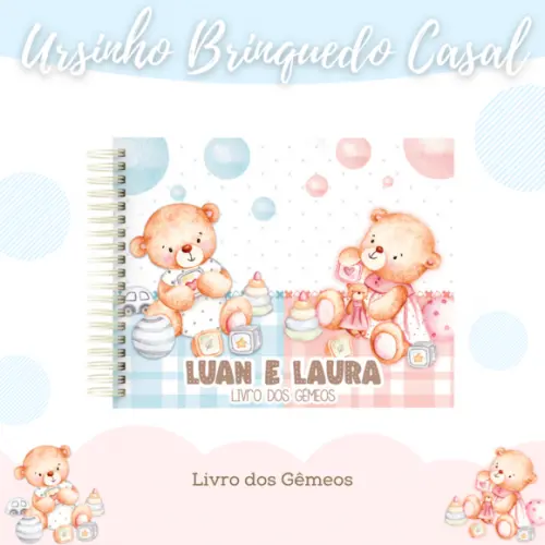 Livro do Bebê (19 x 24) - Ursinho Gêmeos (casal)