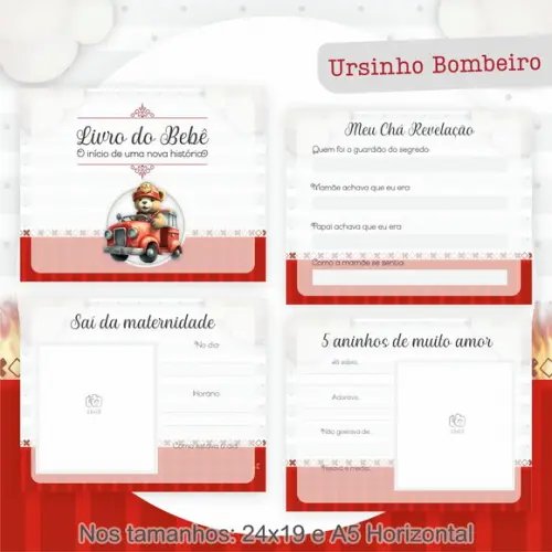 Livro do Bebê (19 x 24) - Ursinho Bombeiro