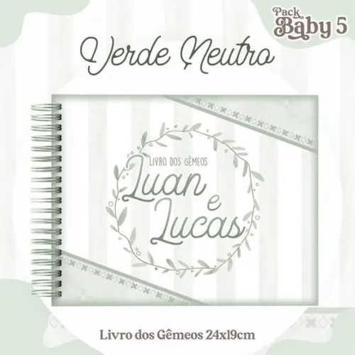 Livro do Bebê (19 x 24) - Verde Neutro Gêmeos