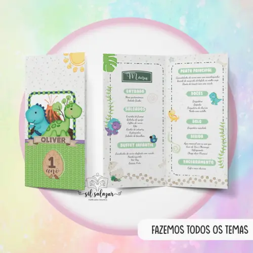 Menu/cardapio Infantil - Dinossauro