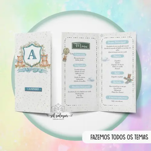 Menu/cardapio Infantil - Ursinho Baloeiro