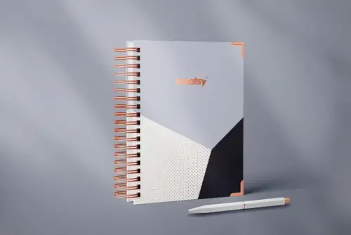 Mockup Realista Agenda, Planner, Caderno (elegance)