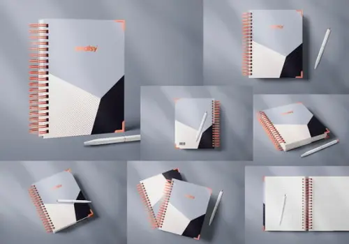 Mockup Realista Agenda, Planner, Caderno (elegance)