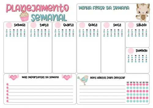 Planner de Mesa Semanal (digital) Gatinho