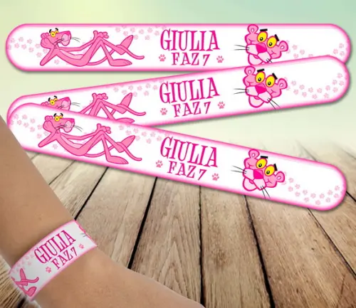 Pulseira Bate Enrola - Pantera Cor de Rosa