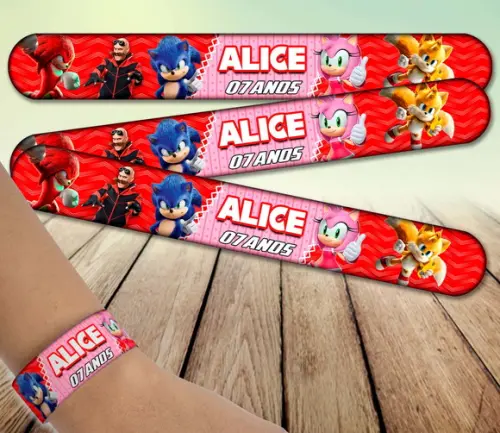 Pulseira Bate Enrola - Sonic/ Amy Rose