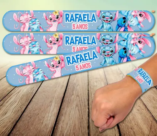 Pulseira Bate Enrola - Stitch e Angel