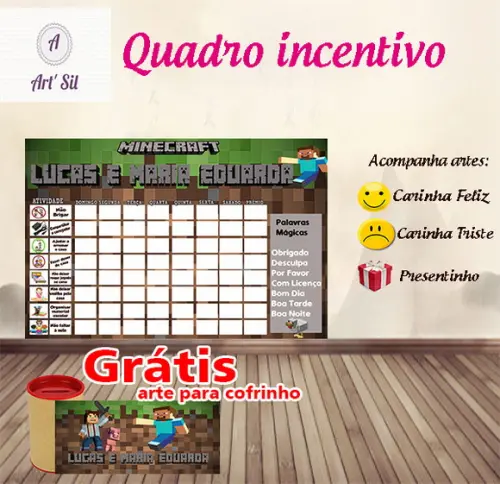 Quadro de Incentivo Digital - Minecraft