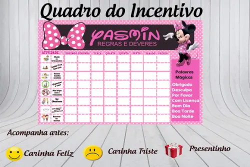 Quadro de Incentivo Digital - Minnie Rosa