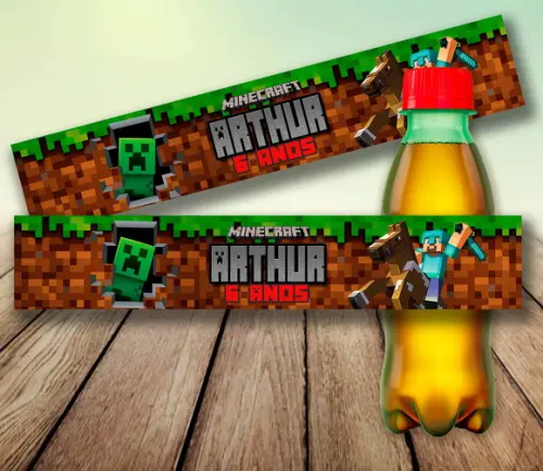 Rotulo Adesivo Refrigerante - Minecraft