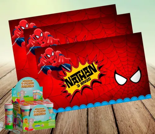 Rotulo Bolinha de Sabao - Homem Aranha