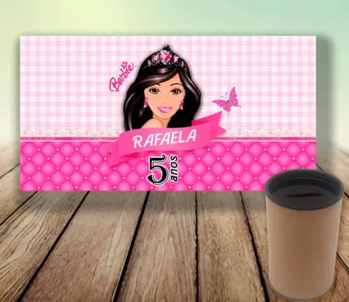 Rotulo para Cofrinho - Barbie (digital)