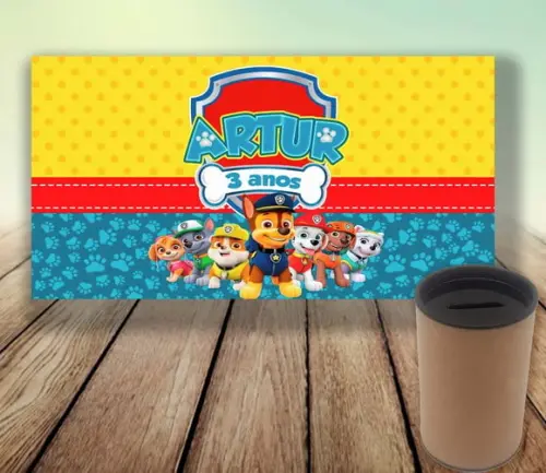 Rotulo para Cofrinho - Patrulha Canina (digital)