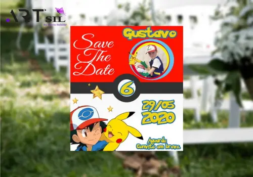 Save The Date - Convite - Pokémon