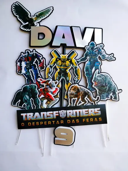 Topo de Bolo Luxo - Transformers o Despertar das Feras