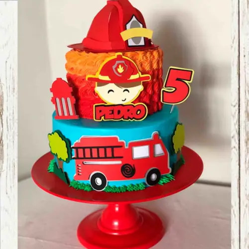 Topo de Bolo Super Luxo - Bombeiro