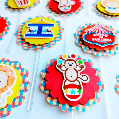 Topper para Cupcake - Circo Animais