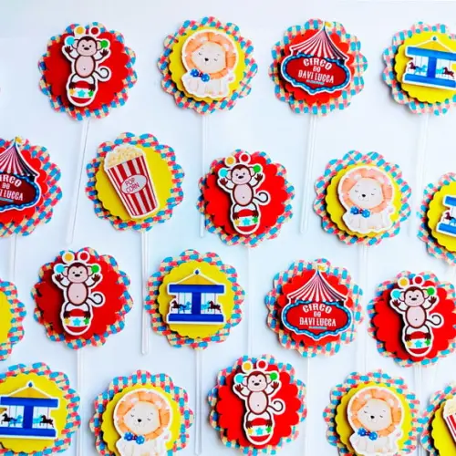 Topper para Cupcake - Circo Animais