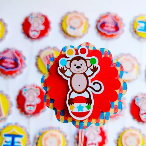 Topper para Cupcake - Circo Animais