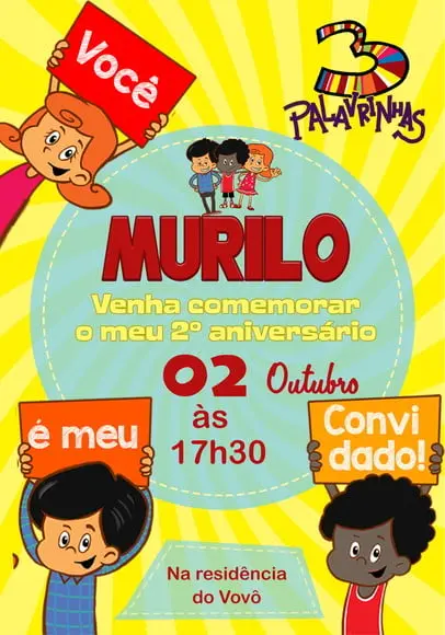 Convite Virtual - 3 Palavrinhas