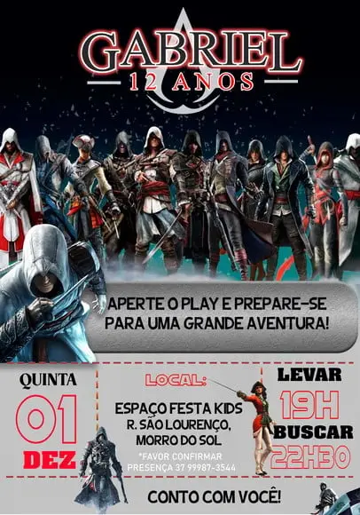Convite Virtual - Assassins Creed