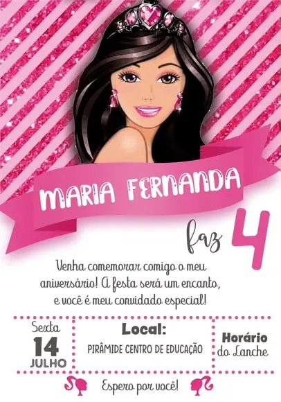 Convite Virtual - Barbie Morena
