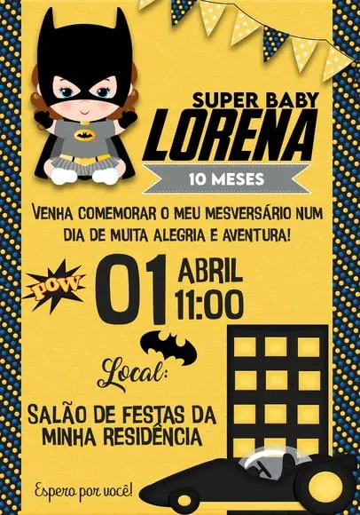 Convite Virtual - Batgirl Baby