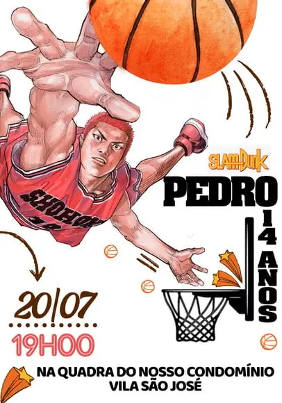 Convite Virtual - Bascketbool - Slam Dunk