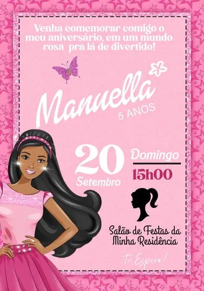 Convite Virtual - Barbie Negra