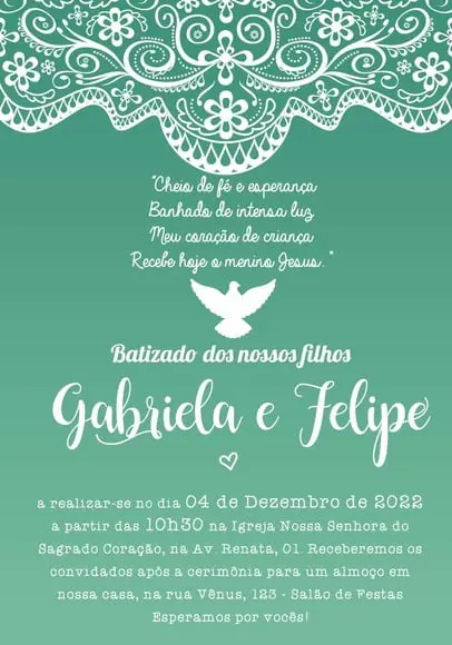 Convite Virtual - Batizado Verde