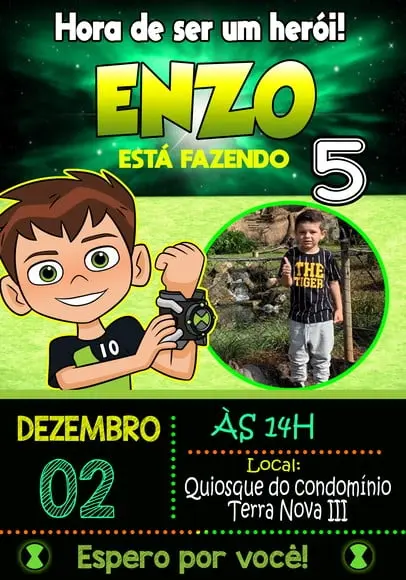 Convite Virtual - Ben 10 (com Foto)