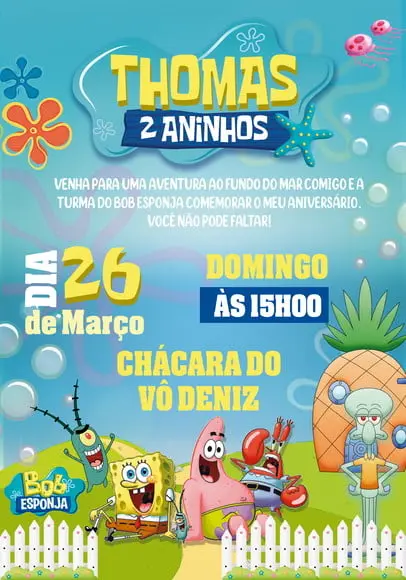 Convite Virtual - Bob Esponja 04