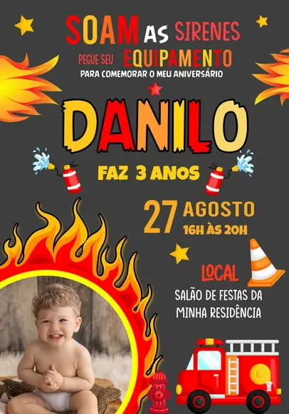 Convite Virtual - Bombeiros com Foto