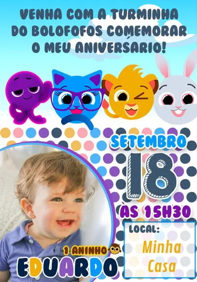 Convite Virtual - Bolofofos com Foto