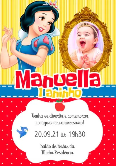 Convite Virtual - Branca de Neve (com Foto)