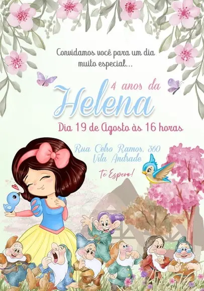 Convite Virtual - Branca de Neve Cute