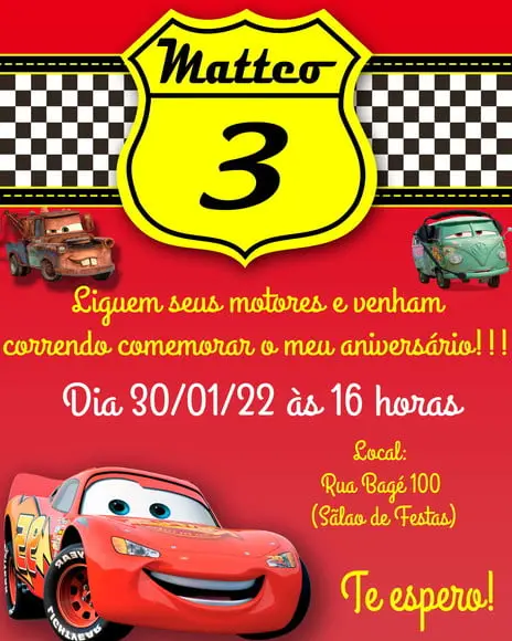 Convite Virtual - Carros