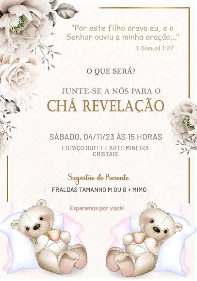 Convite Virtual - Chá Revelação Gemeos