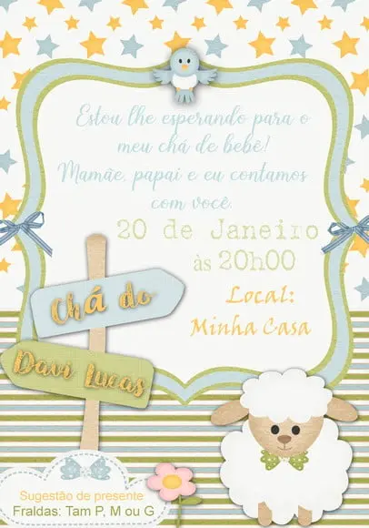 Convite Virtual - Cháade Bebê - Ovelhinha