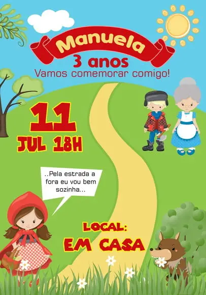 Convite Virtual - Chapeuzinho Vermelho