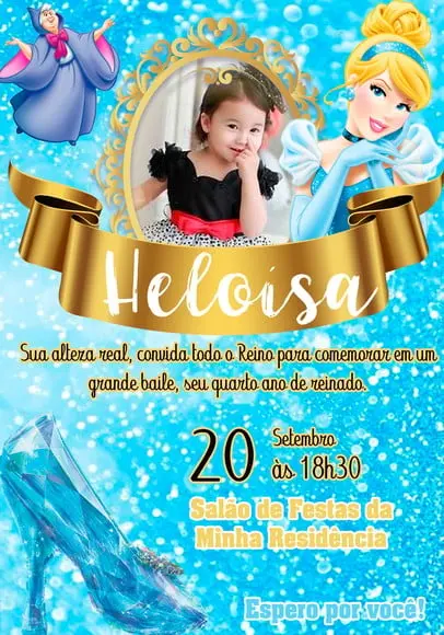 Convite Virtual - Cinderela com Foto