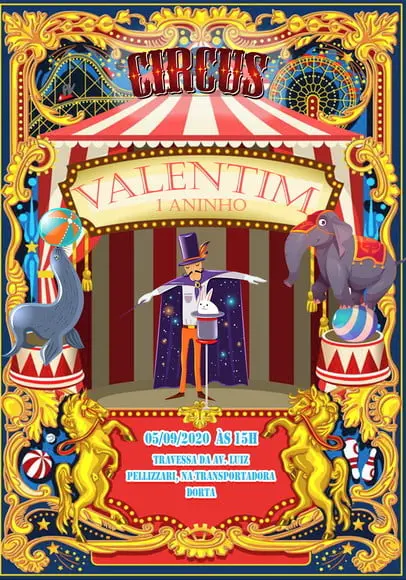 Convite Virtual - Circo Vintage Luxo