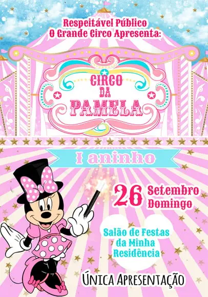 Convite Virtual - Circo Rosa da Minnie