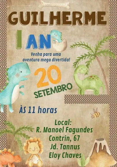 Convite Virtual - Dino Baby