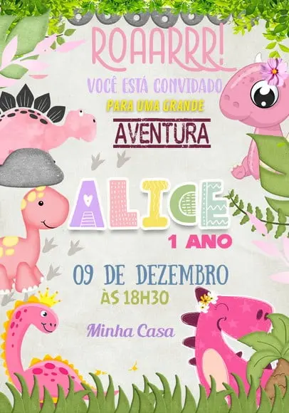 Convite Virtual - Dino Menina
