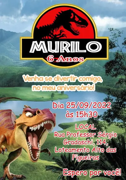 Convite Virtual - Dinossauro