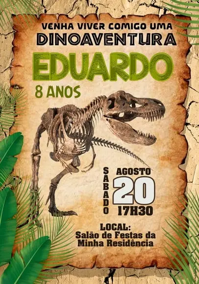 Convite Virtual - Dinossauro T-rex