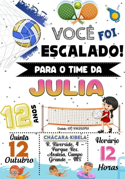 Convite Virtual - Esportes Menina