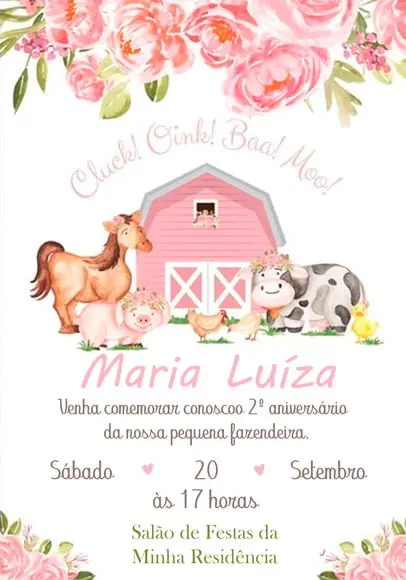 Convite Virtual - Fazendinha Menina 02