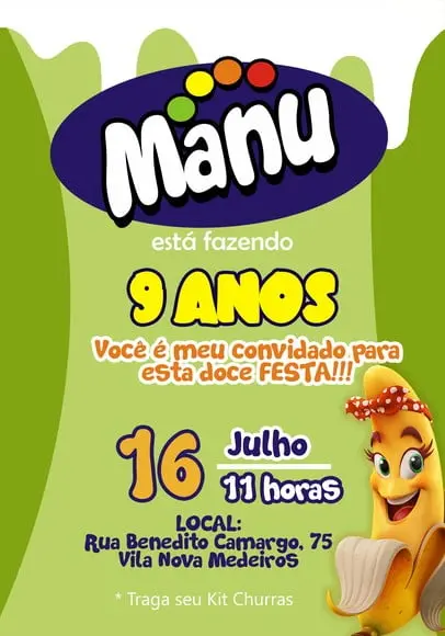 Convite Virtual - Fini Verde - Banana